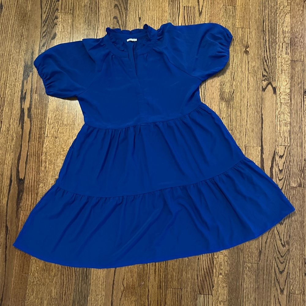 JODIFL Royal Blue Maternity Ruffle Blouse
